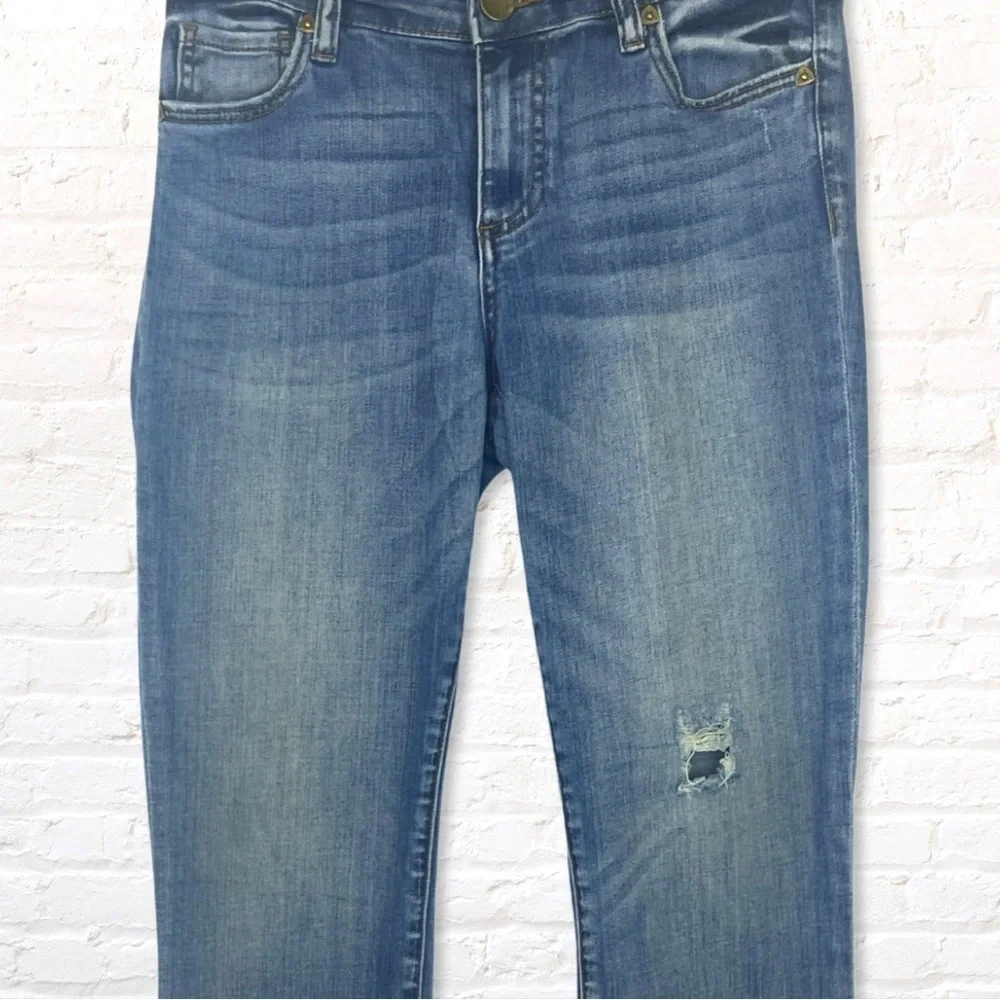 KUT from the Kloth Womens Straight Leg Mid Rise Jeans Size 4 Frayed Hem